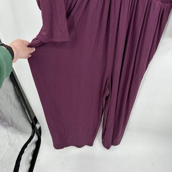 NEW OLD NAVY jumpsuit v neck wide leg knit waist defined cherry bark plus XXL - Picture 6 of 14